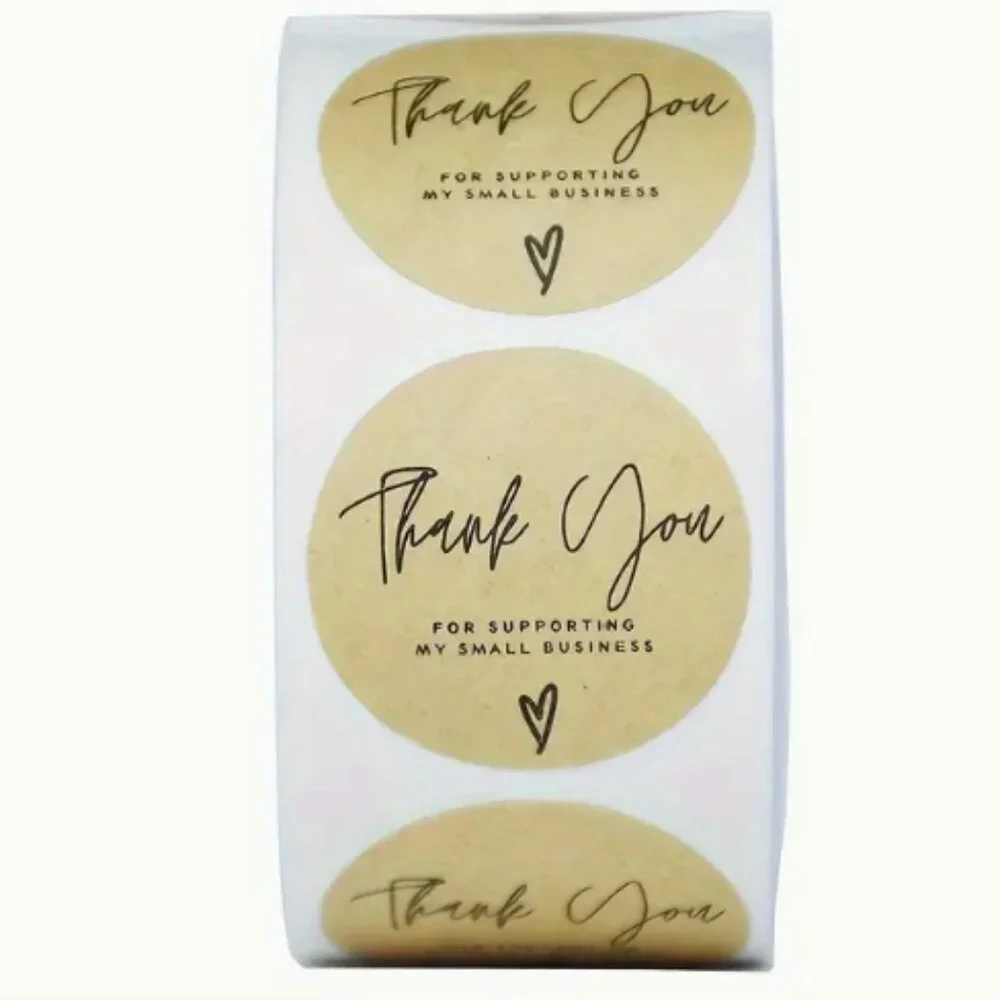 NEW KRAFT PAPER THANK YOU FOR SUPPORTING MY SMALL BUSINESS STICKERS 2 ROLLS 1000
